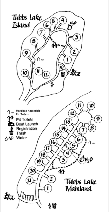 Tubbs Lake Island campground map